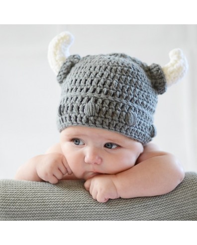 Gorro crochet casco vikingo para beb