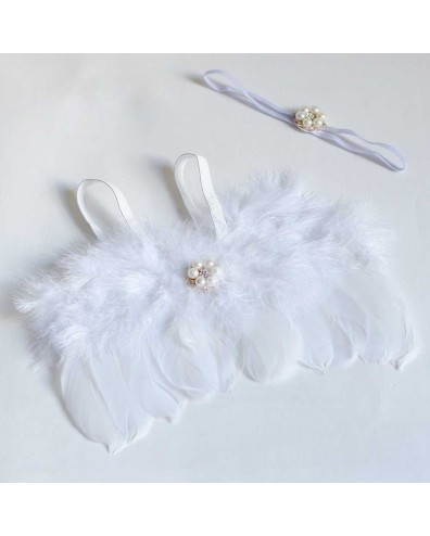Set alas de angel con cinta de perlas