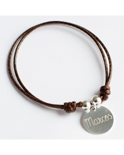 Pulsera con 1 medalla de plata grabada