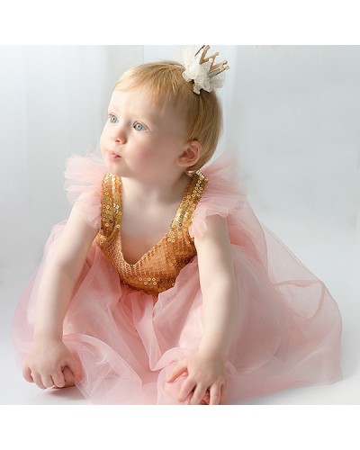 Vestido Princesa cuerpo lentejuelas doradas