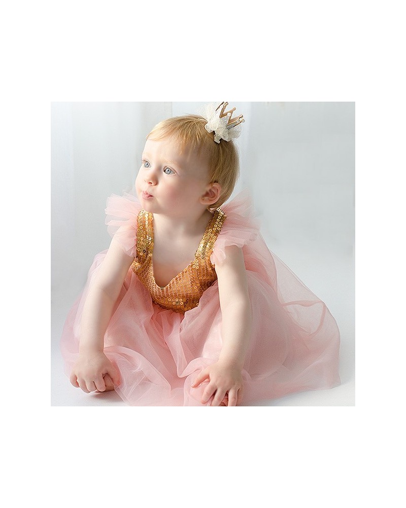 Vestido Princesa cuerpo lentejuelas doradas