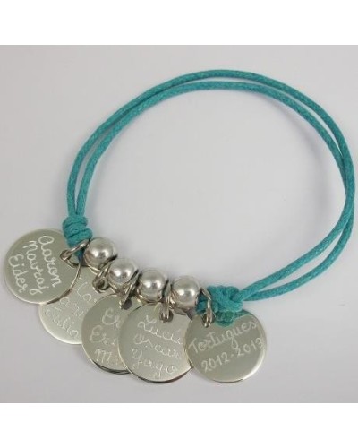 Pulsera con 4 medallas de plata grabadas