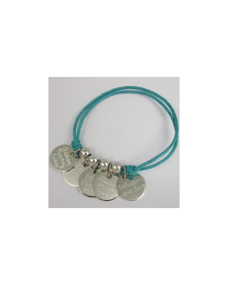 Pulsera con 4 medallas de plata grabadas