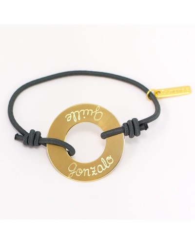 Pulsera aro de oro grabada