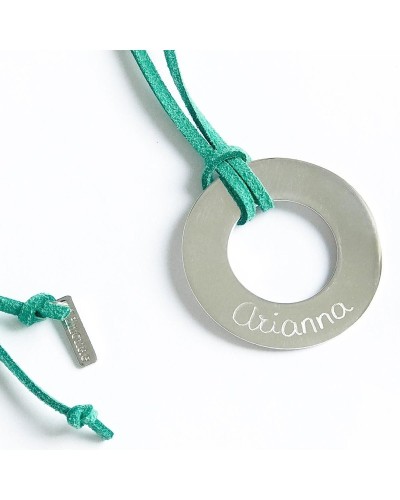 Collar aro de plata grande grabado