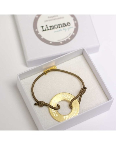 Pulsera aro de oro grabada