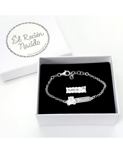 Regalo bautizo esclava de plata grabada con el nombre