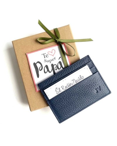 Tarjetero de cuero con iniciales. Regalos día del padre personalizados