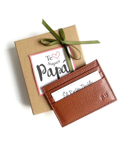 Tarjetero de cuero con iniciales. Regalos día del padre personalizados