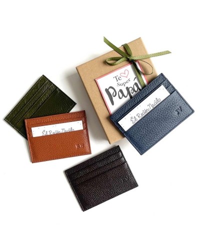 Tarjetero de cuero con iniciales. Regalos día del padre personalizados