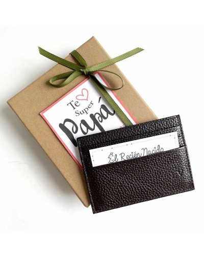 Tarjetero de cuero con iniciales. Regalos día del padre personalizados