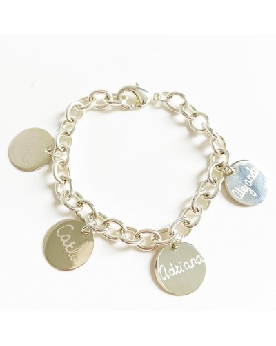 Pulsera eslabones 4 medallas plata personalizadas