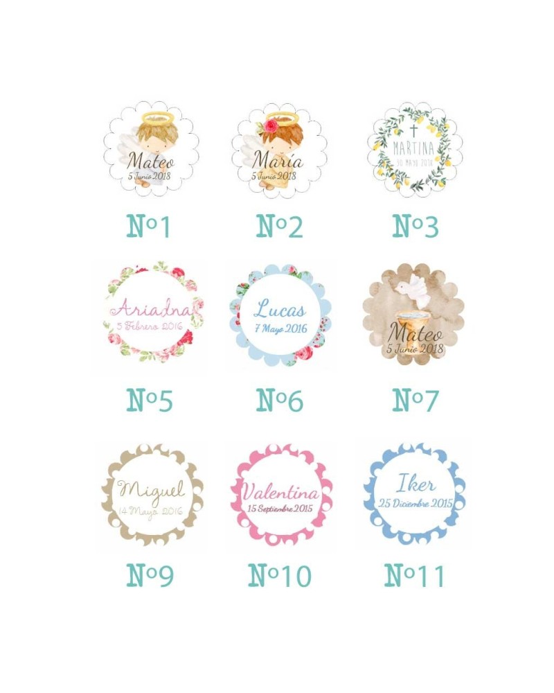 6 pulseras de perlas para invitados con medalla grabada