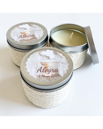 Detalles bautizo, recuerdos bautizo para invitados velas vainilla