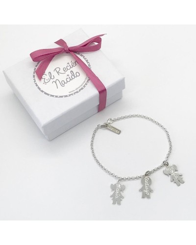Pulsera de plata con nombre de los hijos