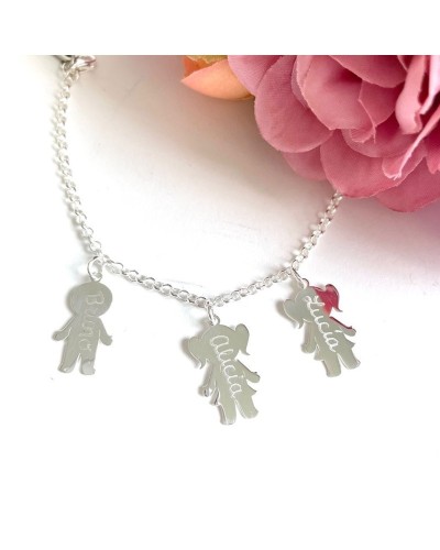 Pulsera de plata con nombre de los hijos