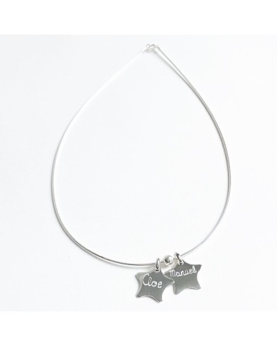 Collar con 2 estrellas grabadas con nombres