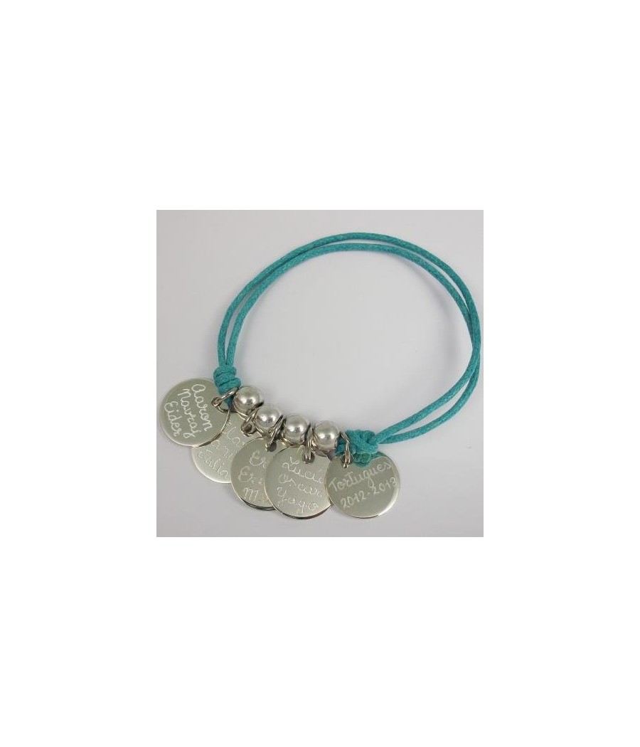 Pulsera con 4 medallas de plata grabadas