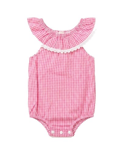 Ranita bebe vichy rosa volantes