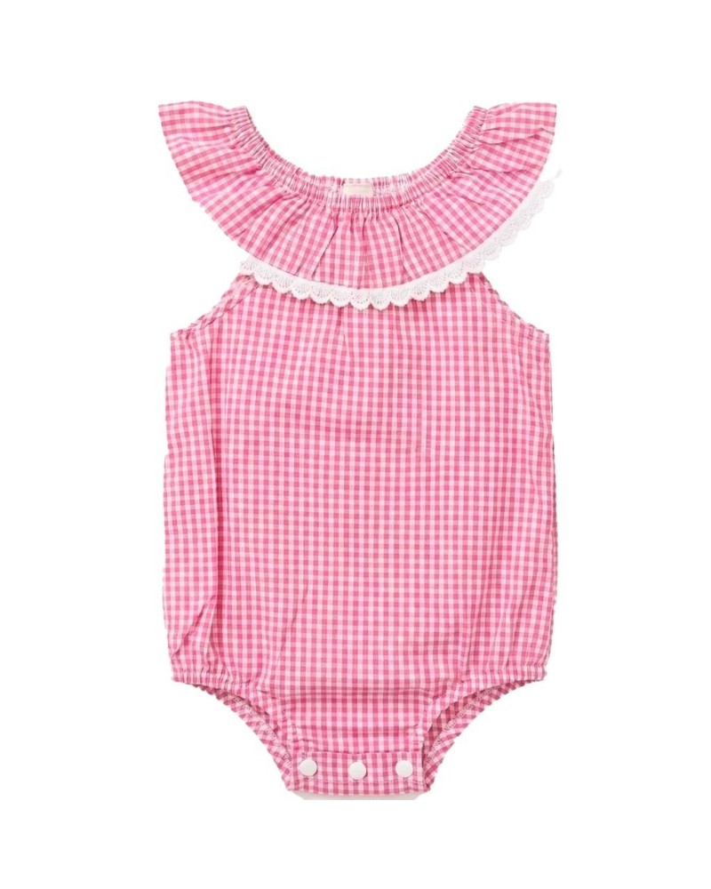 Ranita bebe vichy rosa volantes