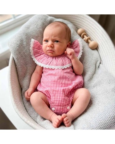 Ranita bebe vichy rosa volantes