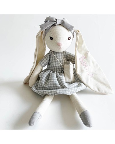 Peluche conejo estilo vintage personalizable con nombre bordado