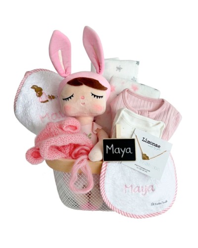 Cestas personalizadas para bebés niñas en rosa