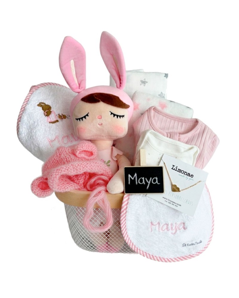 Cestas personalizadas para bebés niñas en rosa
