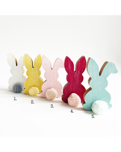 Decoración infantil, conejo de madera de colores