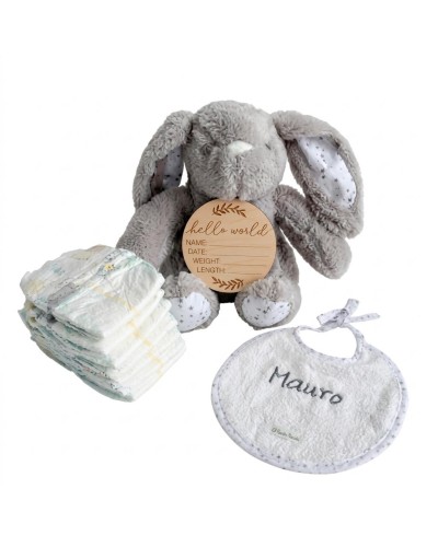 Regalo de Nacimiento Económico con Peluche y Babero