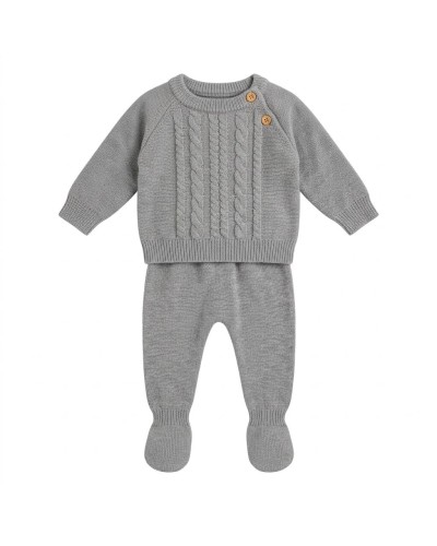 Conjunto de Punto Gris para Bebé | 1-3 Meses