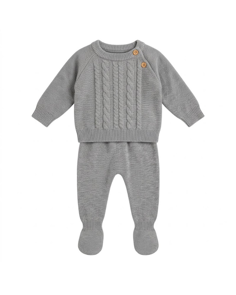 Conjunto de Punto Gris para Bebé | 1-3 Meses