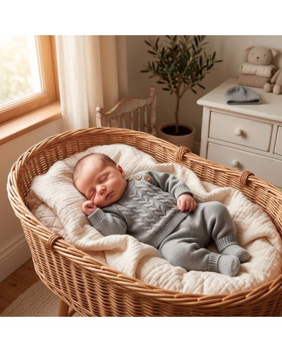 Conjunto de Punto Gris para Bebé | 1-3 Meses