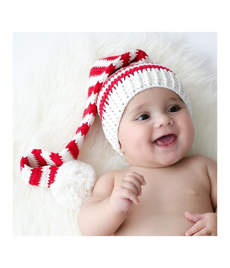 Gorro duende Navidad rojo y blanco
