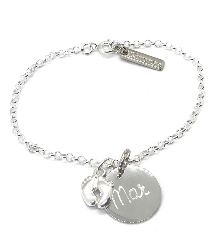 Pulsera de plata con medalla con nombre y chupete