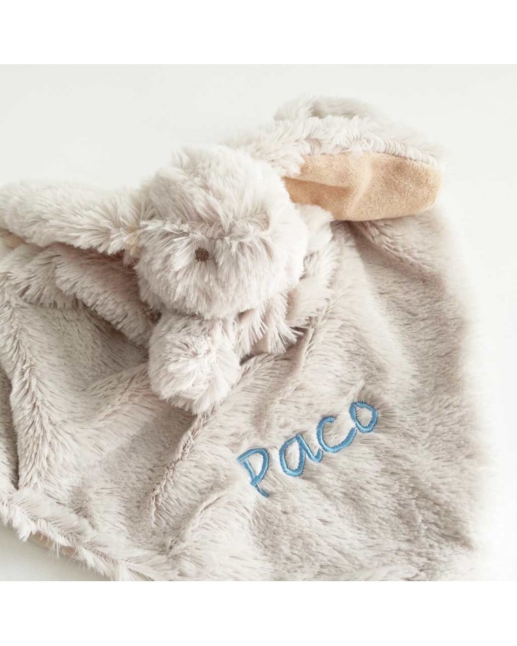 Doudou mantita conejito personalizado con letra bordada B muselina regalo para recién nacidos