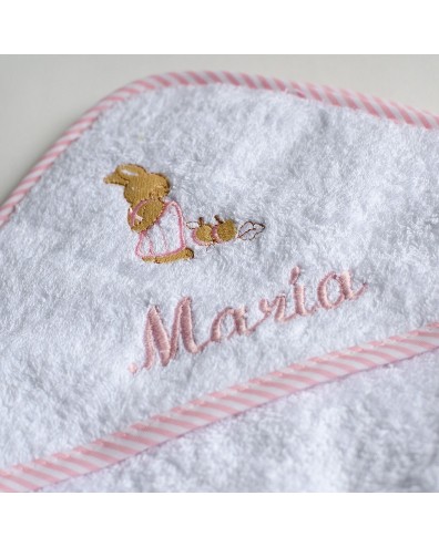 Capa toalla regalo recien nacido modelo coronas Rosa Capa de baño para bebe BORDADA con nombre 