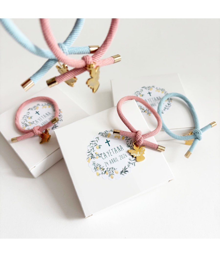 6 pulseras con cruz de nácar